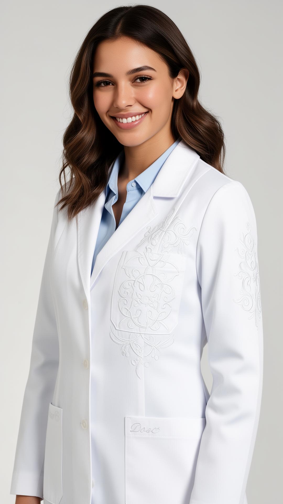 Profissional da saúde vestindo jaleco personalizado LN Moda Branca